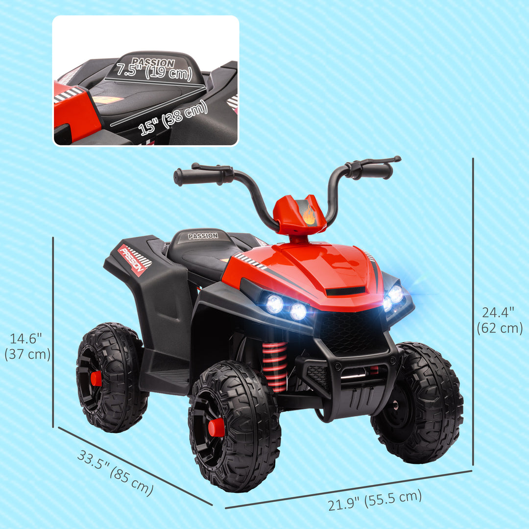 Qaba 12V Kids ATV with Four Wheels Spring Suspension, Forward & Backward, LED Light, MP3, Music, Blue