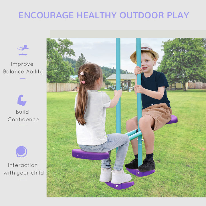 Outsunny 3 in 1 Metal Swing Set with Double Swings, Glider for Backyard, Outdoor, Playground, Purple