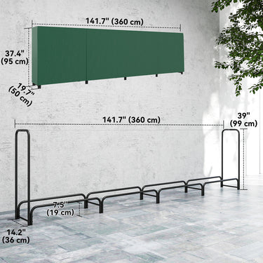 Outsunny Firewood Rack with Waterproof Cover, 500 kg Log Storage Holder with Steel Chains, 142" x 14" x 39", Dark Green
