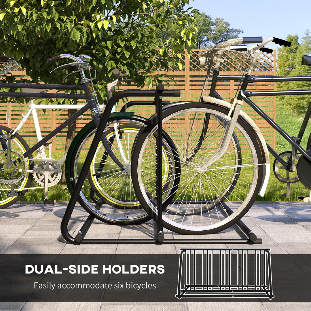 DURHAND All-Steel Bike Rack, 61" Bike Stand, 6-Bike Capacity, Dual-Side, for Garages Streets Yards Schools