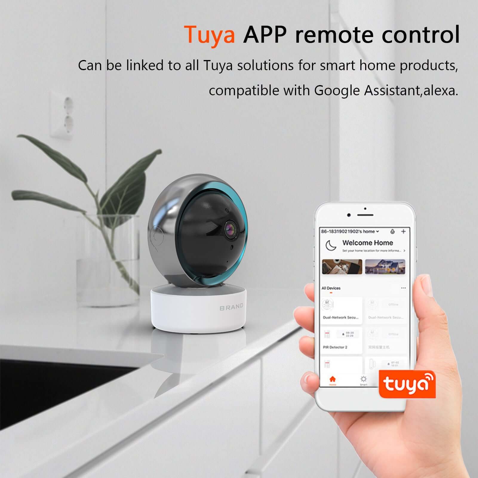 TRIDENT Tuya Smart Security Camera 2MP Indoor Motion Tracking Voice Intercom Security Wireless WiFi Smart Camera with remote control