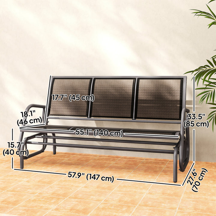 Outsunny 3-Seat Outdoor Glider Chair, Patio Rocking Chair, Steel Frame, Sling Fabric Seat for Garden, Backyard, Lawn, Black