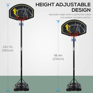 Soozier 6.5'-10' Adjustable Portable Basketball Hoop System Stand Outdoor for Kids Youth Adult
