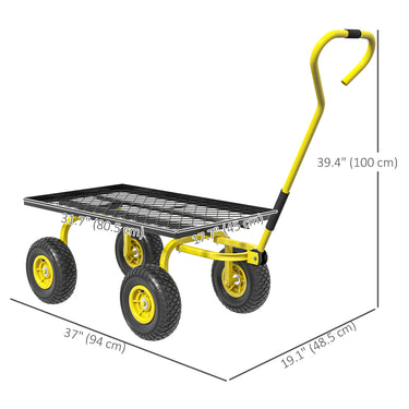 Outsunny Heavy Duty Garden Wagon Cart with 10" Wheels, 330 lbs Capacity, for Garden, Beach, Lawn, Yellow