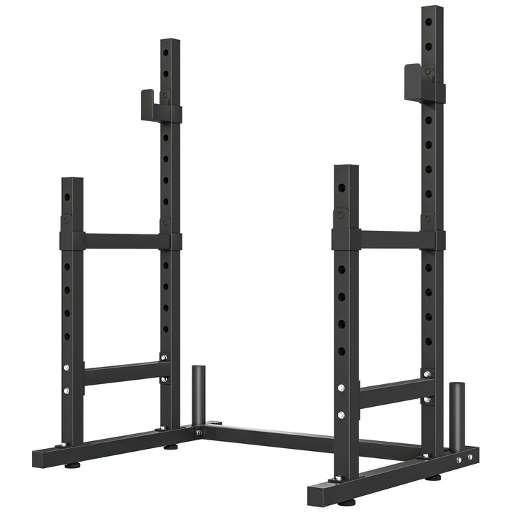 Soozier Adjustable Squat Rack, 660 lbs Multi-Function Barbell Rack for Weight Lifting and Home Gym Strength Training, Black