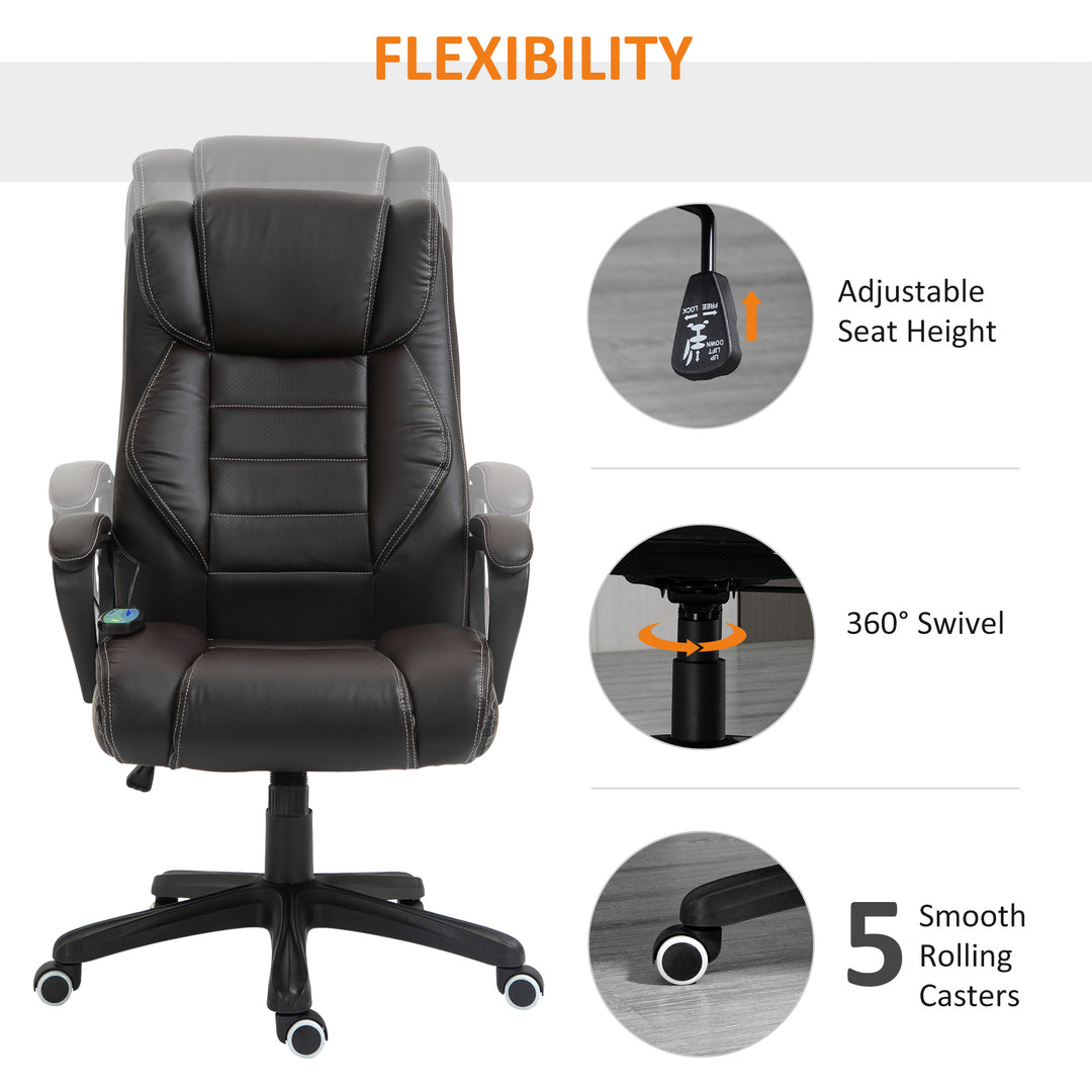 Vinsetto Massage Office Chair, High Back Executive Office Chair with 6-Point Vibration, Adjustable Height, Swivel Seat and Rocking Function, Black