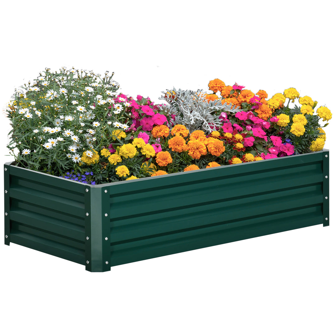 Outsunny Galvanized Raised Garden Bed, Outdoor Planter Box for Vegetables, Flowers, Herbs, 4' x 2' x 1', Grey