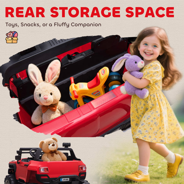 Aosom Kids 2 Seater Ride-On Car Police Truck Electric with LED Lights & MP3 for Kids White