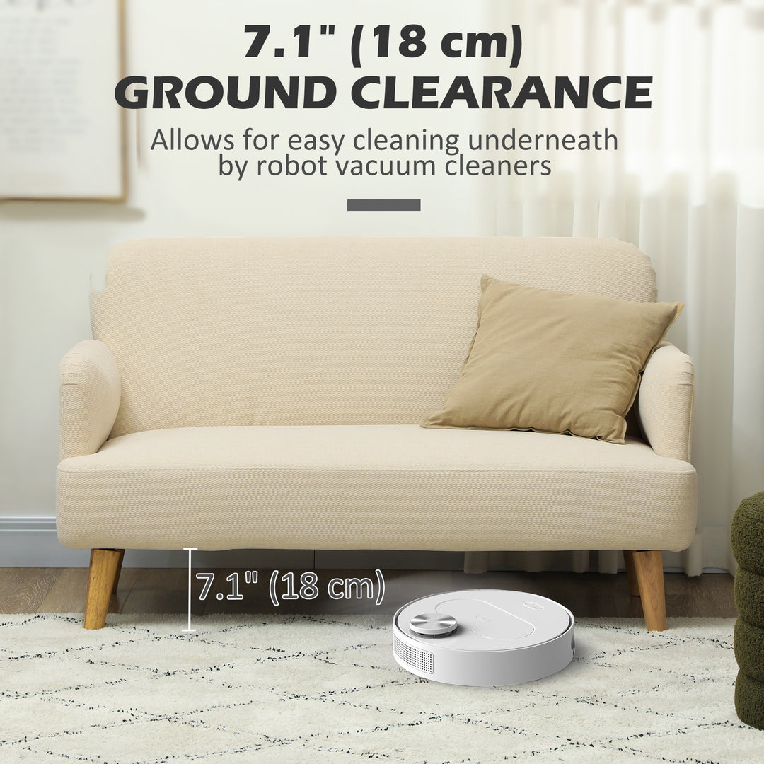 HOMCOM Velvet Feel Fabric 2 Seater Sofa, Small Sofa Loveseat with 8.3" Thick Padding and Wood Legs, Grey