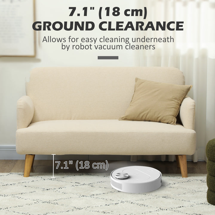 HOMCOM Velvet Feel Fabric 2 Seater Sofa, Small Sofa Loveseat with 8.3" Thick Padding and Wood Legs, Grey