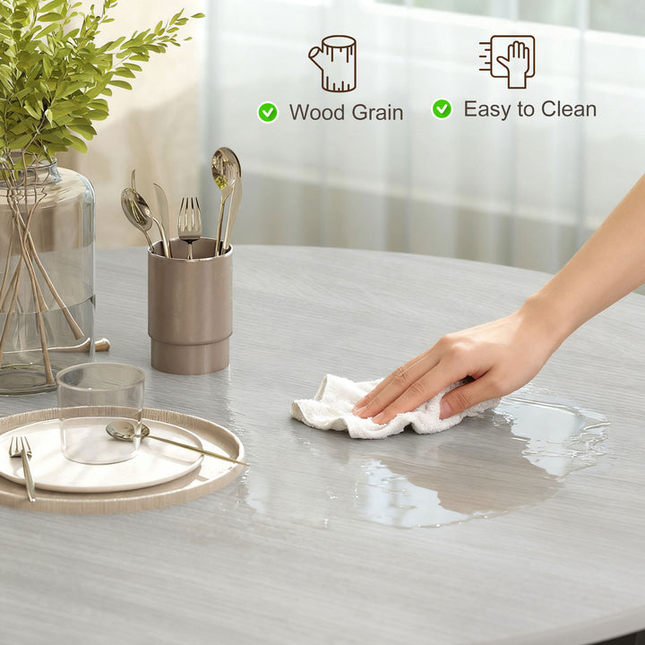 HOMCOM 35" Round Dining Table, Modern Dining Room Table with Steel Frame, Space Saving Small Kitchen Table, Brown