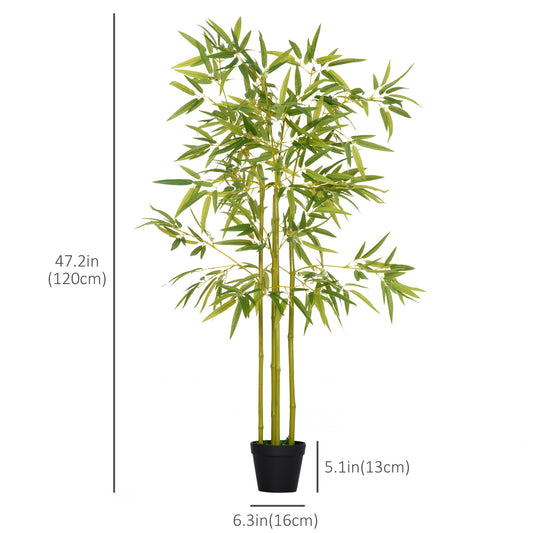 HOMCOM 5FT Artificial Bamboo Tree Faux Decorative Plant in Nursery Pot for Indoor DÃ©cor