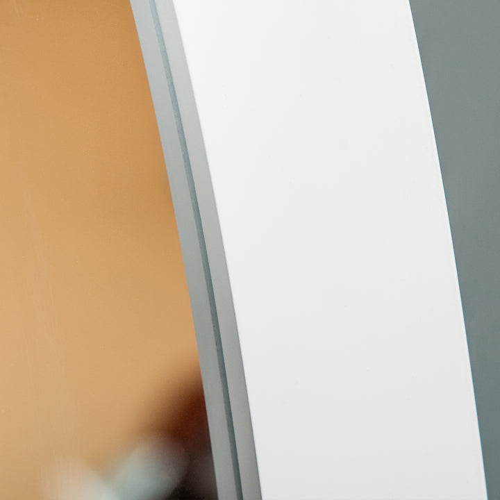 HOMCOM Floor Standing Mirror Full Length Mirror with Adjustable Angle Oval Frame for Dressing Room Bedroom Living Room White