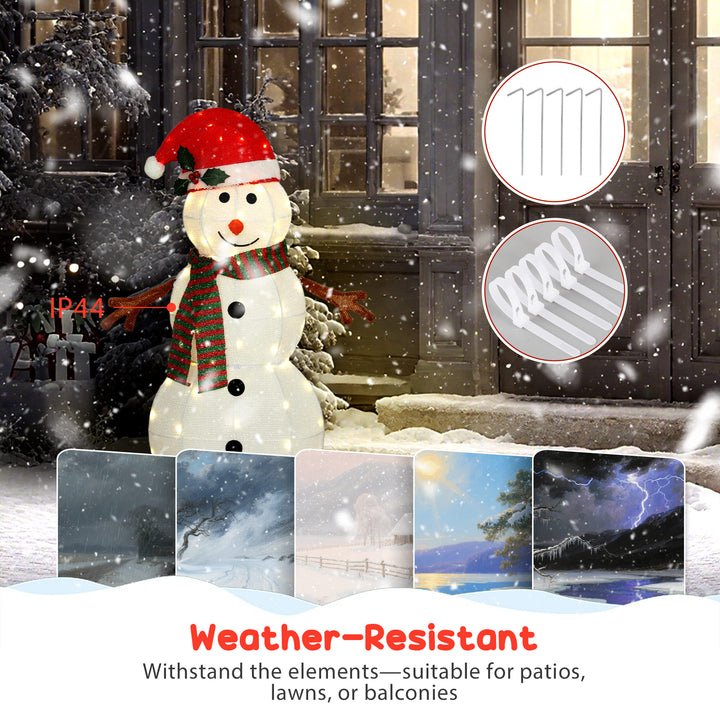 Outsunny Lighted Christmas Decoration, Outdoor Christmas Snowman with LED Lights, Stakes, Zip Ties, IP44 Waterproof