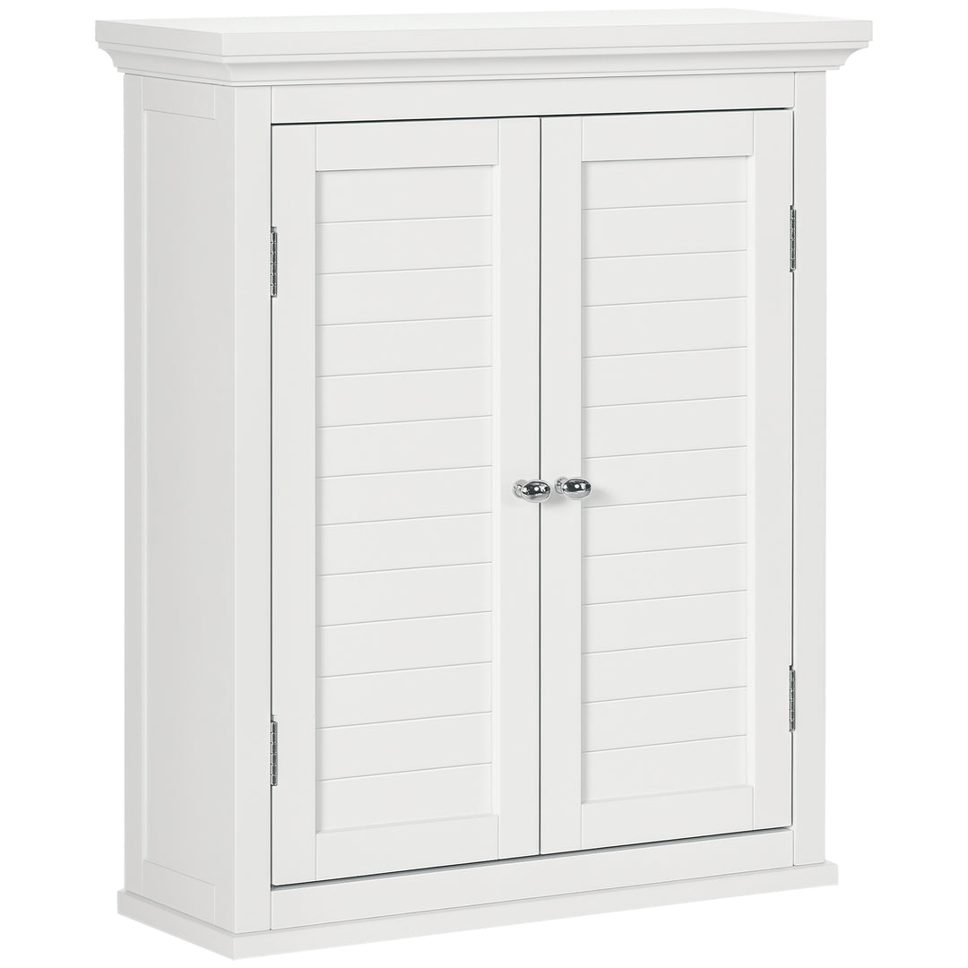 kleankin Over Toilet Storage Cabinet, Bathroom Wall Cabinet with Adjustable Shelf for Living Room and Entryway, White
