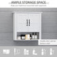 HOMCOM Wall Mount Bathroom Cabinet, Storage Organizer Kitchen Cupboard with 2 Doors and Adjustable Shelf White