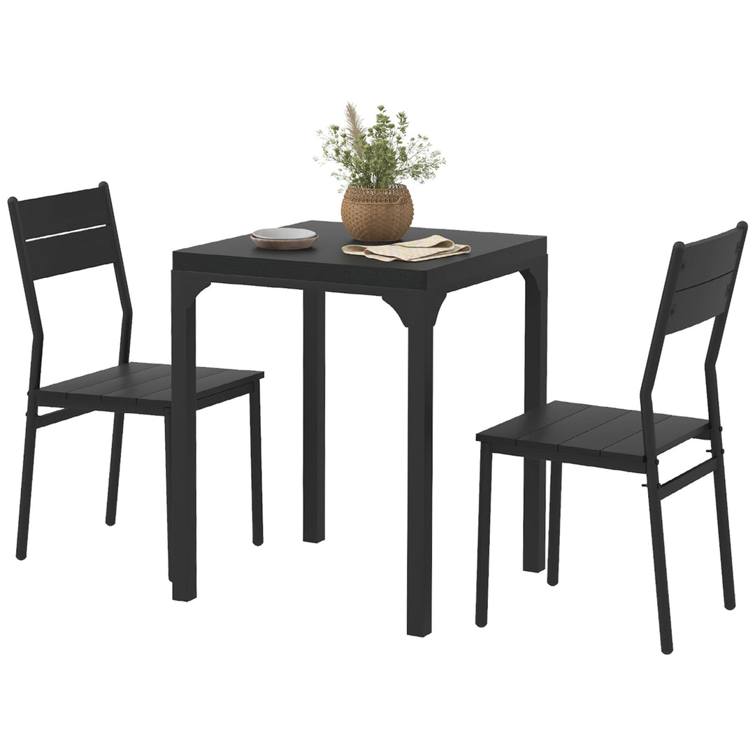 HOMCOM Dining Table Set for 2, 3 Piece Kitchen Table and Chairs with Metal Legs for Small Spaces, Natural Wood