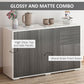 HOMCOM Kitchen Sideboard Storage Cabinet, Modern Coffee Bar with Push-Open Design and 2 Drawers for Living Room, Black