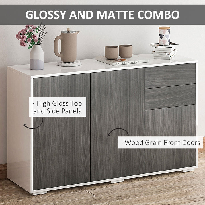 HOMCOM Kitchen Sideboard Storage Cabinet, Modern Coffee Bar with Push-Open Design and 2 Drawers for Living Room, Black