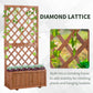 Outsunny 2.4 x 1 x 4.9 ft Garden Wooden Pine Trough Planter with Topped Trellis Climbing Plants Flower Raised Bed, Orange