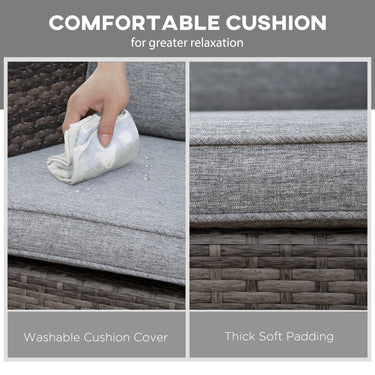 Outsunny Outdoor Wicker Rocking Chair, PE Rattan Porch Rocker with Cushions, Grey