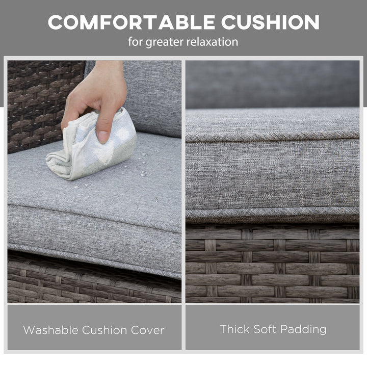 Outsunny Outdoor Wicker Rocking Chair, PE Rattan Porch Rocker with Cushions, Grey