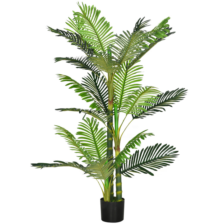 HOMCOM Artificial Tree Areca Palm Tree Fake Plants in Pot with 21 Leaves for Indoor Decor, 8"x8"x60", Green