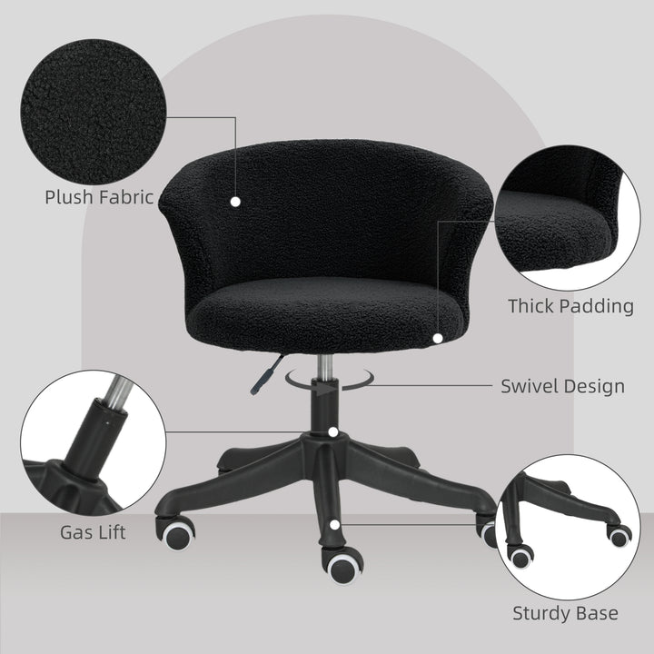 Vinsetto Armless Office Chair, Fluffy Computer Desk Chair with Adjustable Height, Swivel Wheels, Mid Back, White