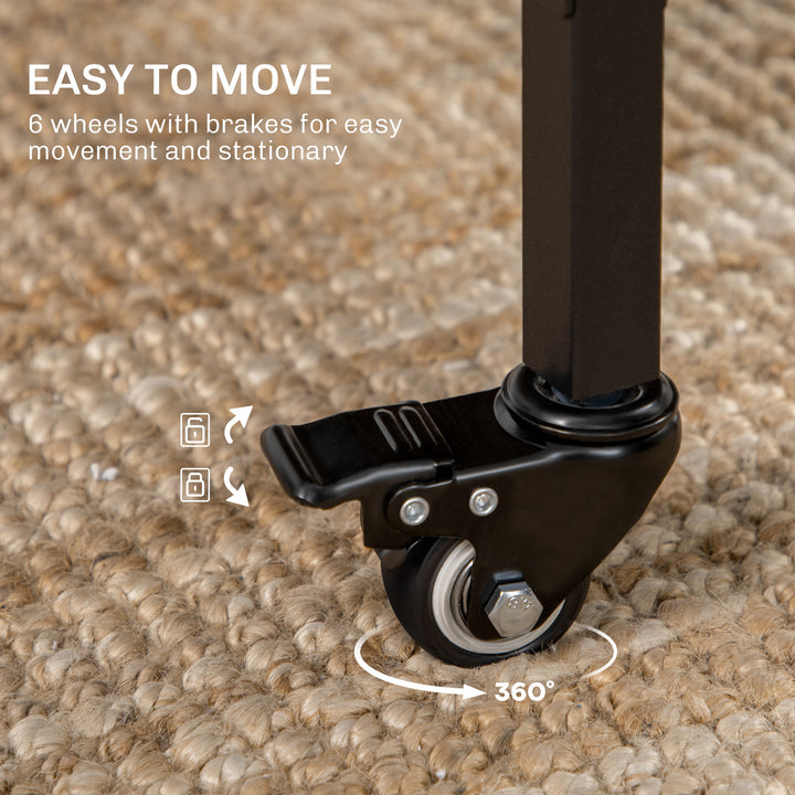 HOMCOM Folding Dining Table, Extendable Kitchen Table for Small Spaces with Storage Shelf and 6 Wheels, Light Brown