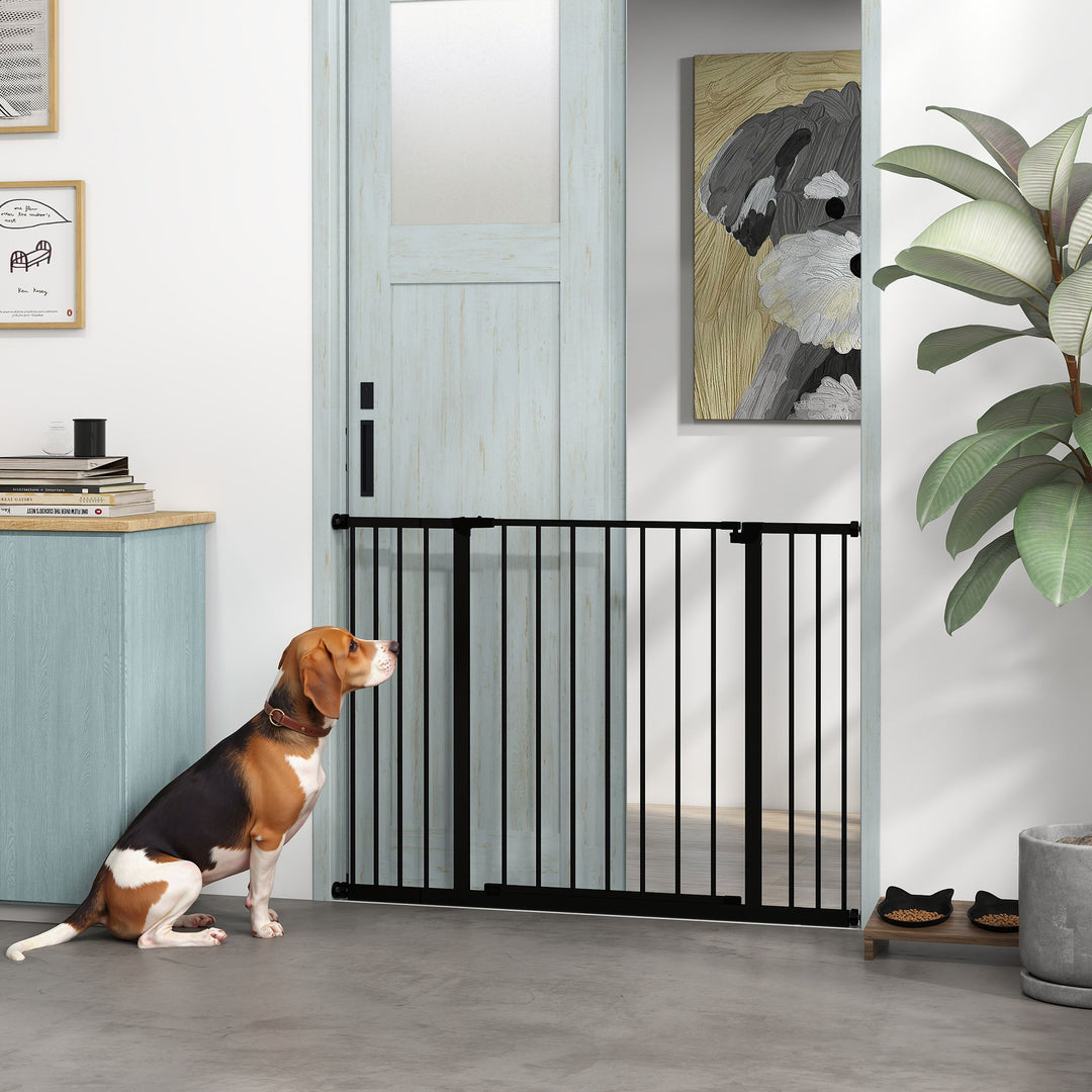PawHut Pressure Fit Dog Gate Pet Barrier for stairs doorway, 29.9''- 42.1'' Width Black