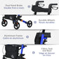 HOMCOM Rollator for Seniors with Seat, Back, Cane Holder, Aluminium Folding Rolling Walker with Adjustable Handle, Bag, Blue