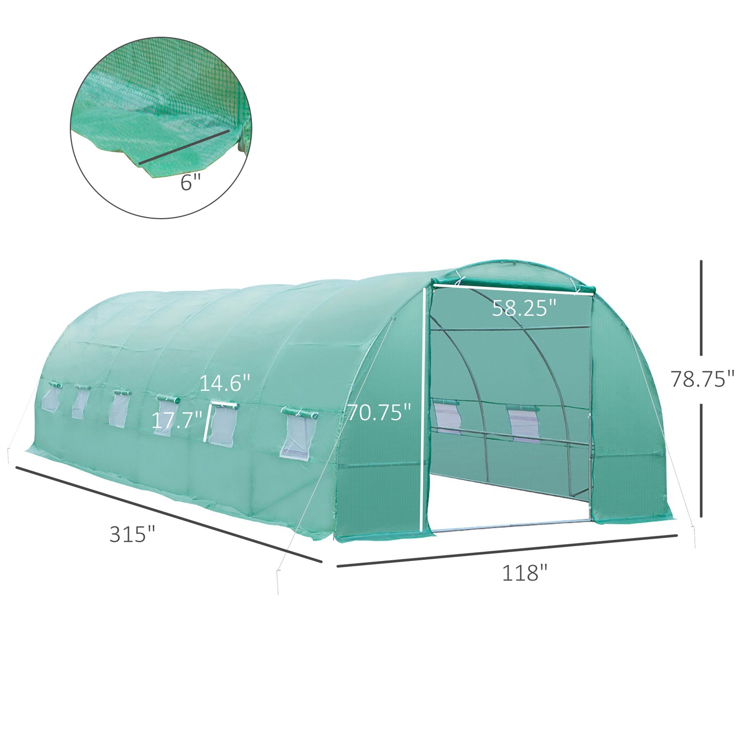 Outsunny Walk-in Greenhouse 20x10x7ft Heavy Duty Outdoor Backyard Seed Plant Vegetables Grow Warm House Green