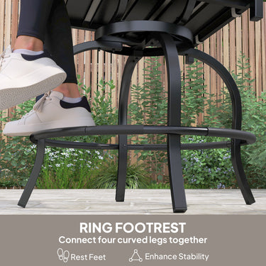 Outsunny Outdoor Bar Stools Set of 2, Bar Height Swivel Patio Chairs with Cushion, Pillow Footrest for Poolside, Backyard