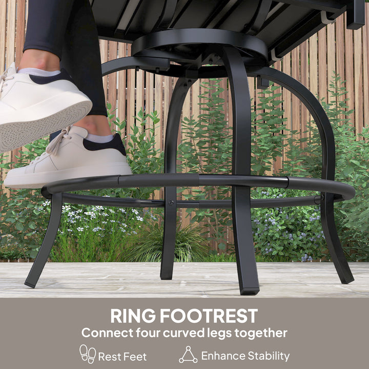 Outsunny Outdoor Bar Stools Set of 2, Bar Height Swivel Patio Chairs with Cushion, Pillow Footrest for Poolside, Backyard