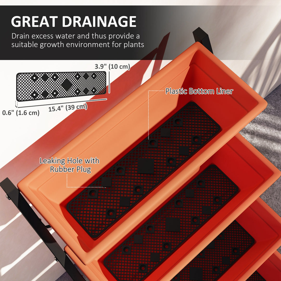 Outsunny 5-Tier Raised Garden Bed with 5 Planter Box, Outdoor Plant Stand Grow Containers with Leaking Holes, Brown