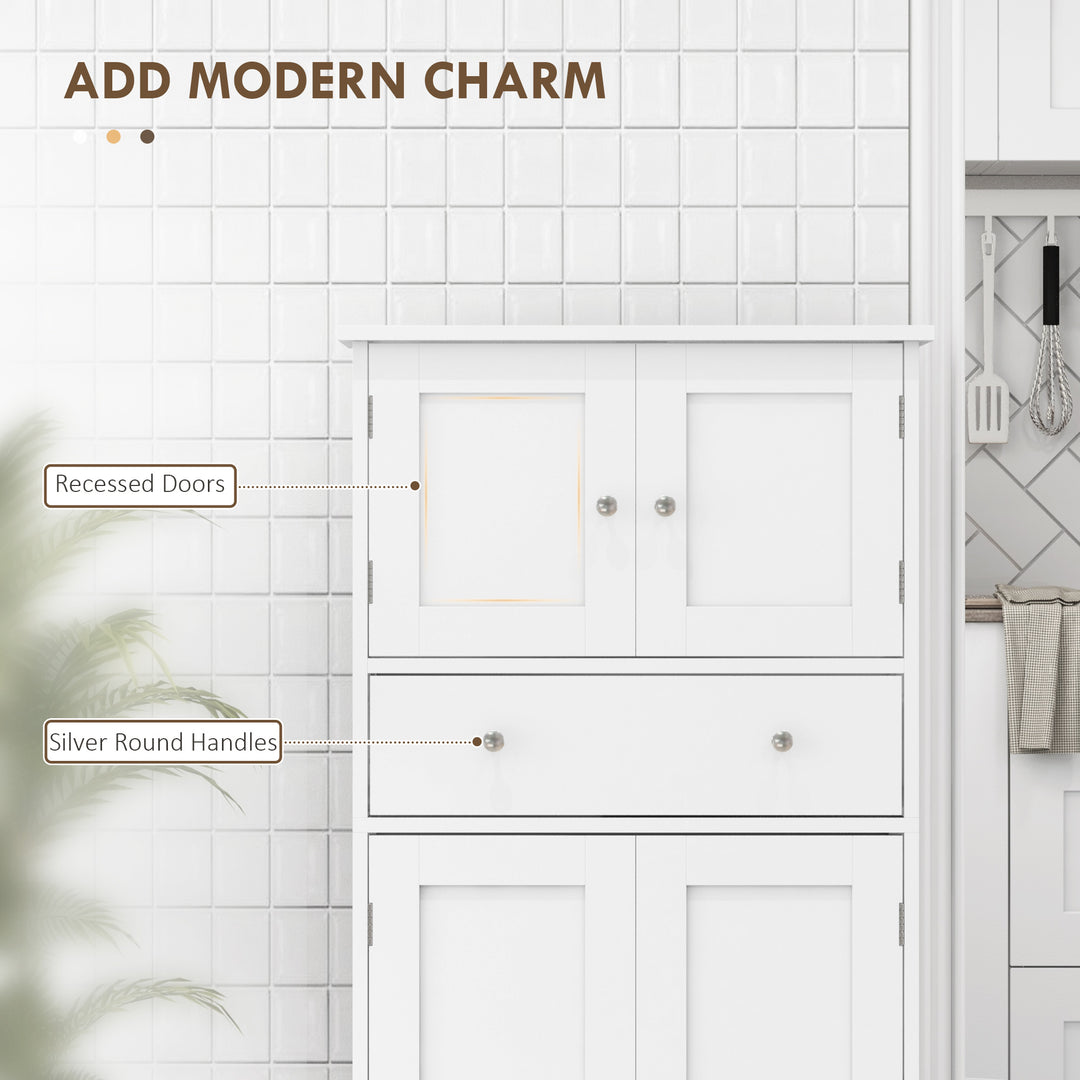 HOMCOM 50.5" Kitchen Storage Cabinet, Modern Kitchen Pantry Cabinet with 4 Doors, Drawer, Adjustable Shelf, Black