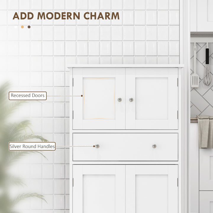 HOMCOM 50.5" Kitchen Storage Cabinet, Modern Kitchen Pantry Cabinet with 4 Doors, Drawer, Adjustable Shelf, Black