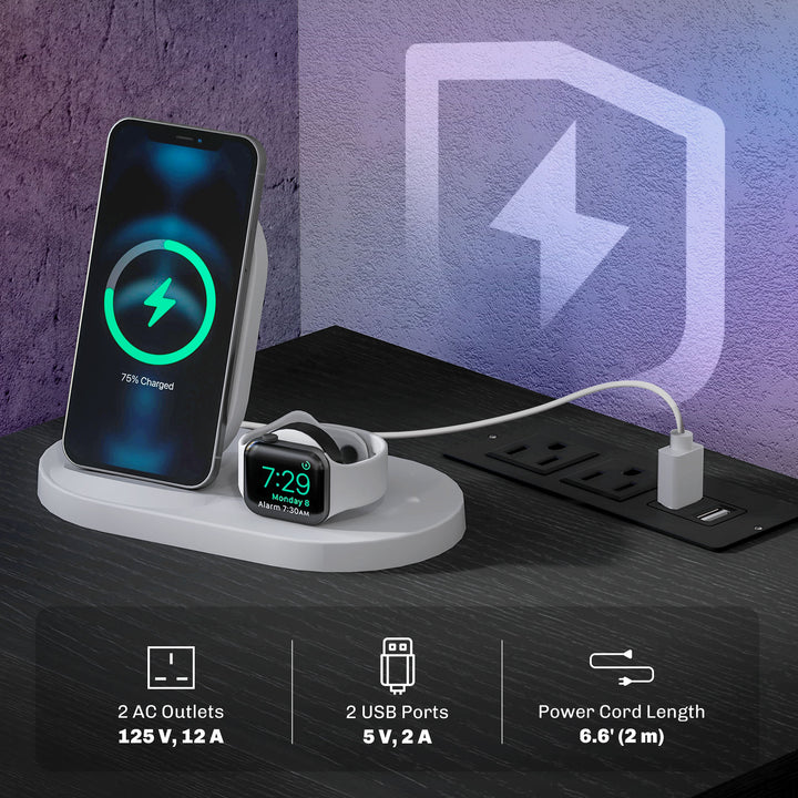 HOMCOM Bedside Table with Charging Station and LED Light Modern Nightstand with USB Ports AC Outlets Drawers Remote, Black