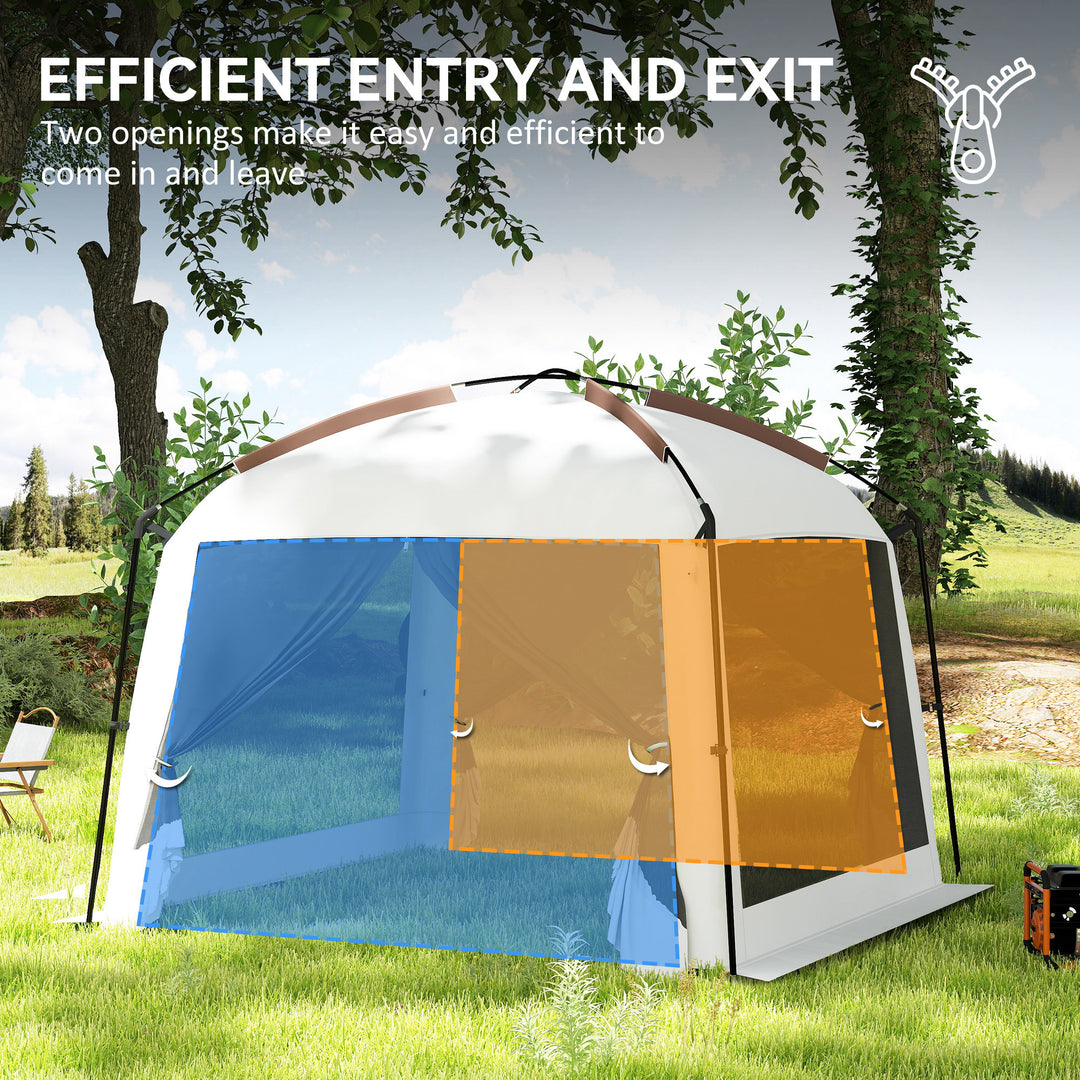 Outsunny 10' x 10' Screen Tent, UV50+ Protection Outdoor Screen House with Carry Bag & Ground Stakes, Fits 6-8 People, White