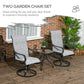 Outsunny 2-Piece Swivel Patio Dining Chairs, 360Â° Swivel Rocking Outdoor Chairs with Curved Armrests, Breathable Mesh Seat & S Shape Backrest for Yard, Lawn, Porch, Brown