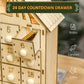 HOMCOM Wooden Christmas Advent Calendar, Lighted 24 Days Xmas Calendar House, Christmas Table Decoration with Countdown Drawers, Bible Characters, Battery Operated, Natural
