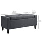 HOMCOM Storage Ottoman Bench Linen-Touch Fabric Tufted Chest Footstool with Flipping Top, Beige