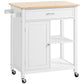 HOMCOM Rolling Kitchen Cart with Wood Top and Drawer, Kitchen Island on Wheels for Dining Room, Grey