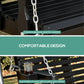Outsunny 2 Seater Porch Swing Wooden Patio Swing Chair Seat with Cup Holder and Chains Outdoor Swing Bench for Garden Yard, Black