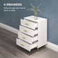 HOMCOM 3 Drawer Cabinet, Drawer Chest for Bedroom, Chest of Drawers with Aluminium Legs and Gold Handles, Dark Grey