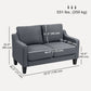 HOMCOM Loveseat Sofa, Modern Couch with Pocket Spring, Linen Upholstered, Thick Padded, Charcoal Grey