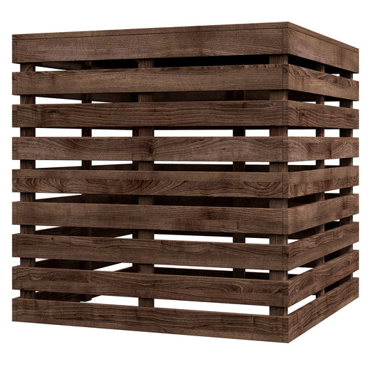 Outsunny 2-in-1 Outdoor Umbrella Base Storage Box Wooden Patio Side Table, Brown