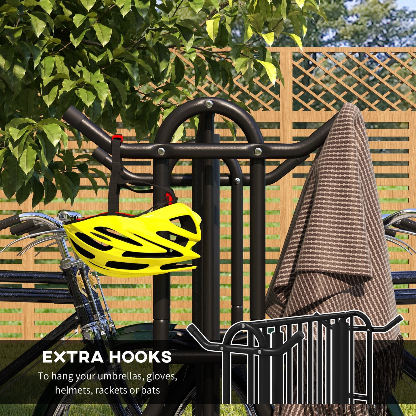 Soozier All-Steel Bike Rack, 35" Bike Stand, 4-Bike Capacity, Dual-Side, for Garages Streets Yards Schools