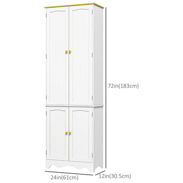 HOMCOM Freestanding Storage Cabinet, Kitchen Pantry Cabinet with 4 Shelves, 4 Doors, Kitchen Storage Cabinets for Dining Room
