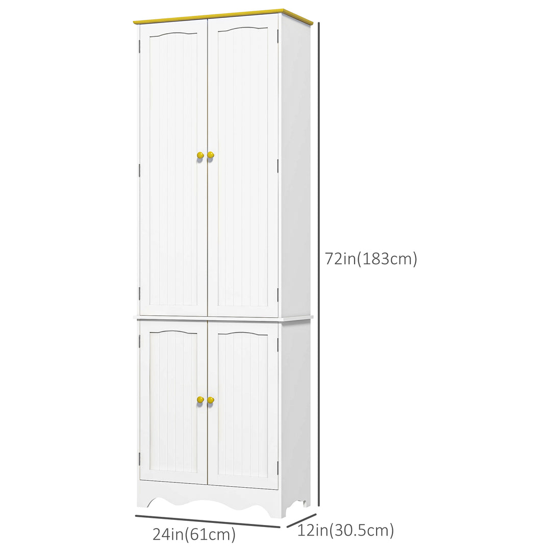 HOMCOM Freestanding Storage Cabinet, Kitchen Pantry Cabinet with 4 Shelves, 4 Doors, Kitchen Storage Cabinets for Dining Room